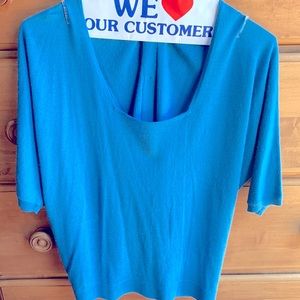 TSE blue cashmere sweater. Button back. Like new.